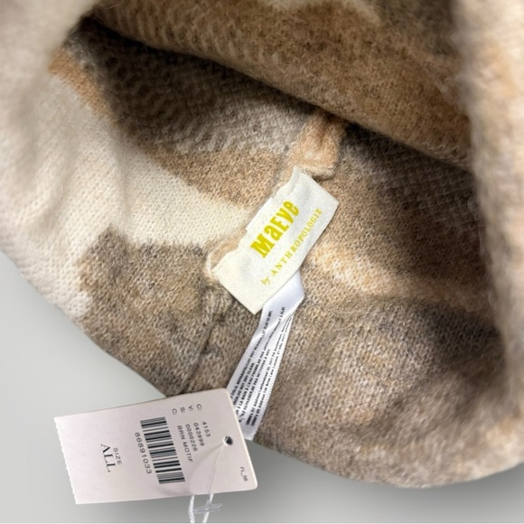 Anthropologie Maeve Neutral Colorblock Beanie Winter‎ Hat